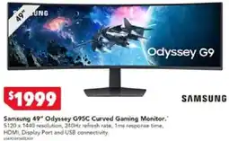 Harvey Norman Samsung 49" Odyssey G95C Curved Gaming Monitor offer