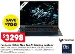 Harvey Norman Predator Helios Neo 16s Al Gaming Laptop offer