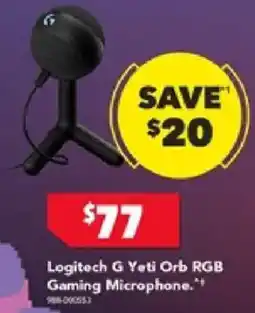 Harvey Norman G Yeti Orb RGB Gaming Microphone offer