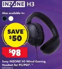 Harvey Norman Sony INZONE H3 Wired Gaming Headset for PC/PS5 offer