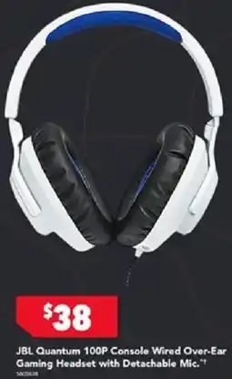 Harvey Norman JBL Quantum 100P Console Wired Over-Ear Gaming Headset with Detachable Mic offer