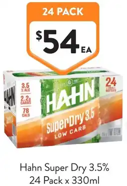 Foodworks Hahn Super Dry 3.5% offer