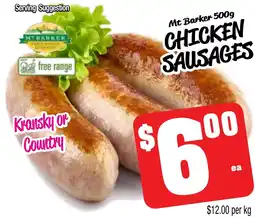 Farmer Jack's Mt barker chicken sausages offer