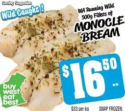 Farmer Jack's Wa running wild fillets of monocle bream offer