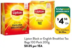 Farmer Jack's Lipton Black or English Breakfast Tea Bags offer