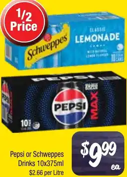 Farmer Jack's Pepsi or Schweppes Drinks offer