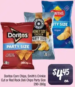 Farmer Jack's Doritos Corn Chips, Smith's Crinkle Cut or Red Rock Deli Chips offer