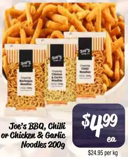 Farmer Jack's Joe's BBQ, Chilli or Chicken & Garlic Noodles offer