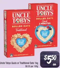 Farmer Jack's Uncle Tobys Quick or Traditional Oats offer