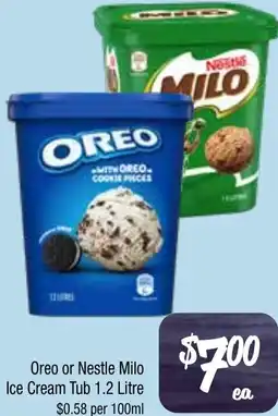Farmer Jack's Oreo or Nestle Milo Ice Cream Tub offer