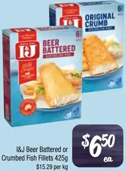 Farmer Jack's I&J Beer Battered or Crumbed Fish Fillets offer