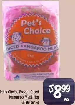 Farmer Jack's Pet's choice frozen diced kangaroo meat offer
