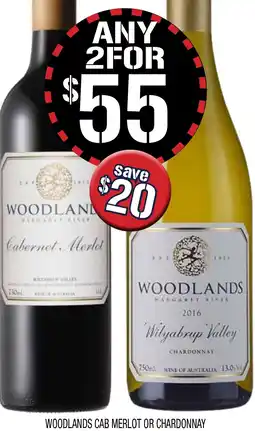 Farmer Jack's Woodlands cab merlot or chardonnay offer