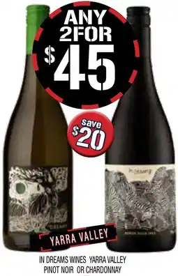 Farmer Jack's In dreams wines yarra valley pinot noir or chardonnay offer