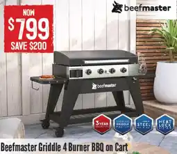 Barbeques Galore Beefmaster Griddle 4 Burner BBQ on Cart offer