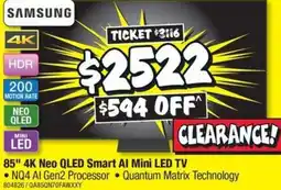 JB Hi-Fi 85" 4K Neo QLED Smart Al Mini LED TV offer