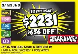 JB Hi-Fi 75" 4K Neo QLED Smart Al Mini LED TV offer