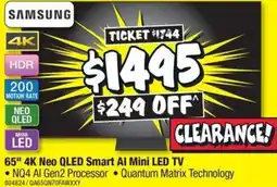 JB Hi-Fi 65" 4K Neo QLED Smart Al Mini LED TV offer