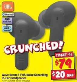JB Hi-Fi Wave Beam 2 TWS Noise Cancelling $20 of In-Ear Headphones offer