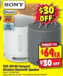 JB Hi-Fi SRS-XB100 Compact Wireless Bluetooth Speaker offer