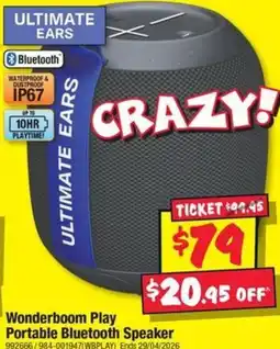 JB Hi-Fi Wonderboom Play Portable Bluetooth Speaker offer