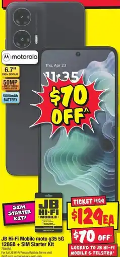 JB Hi-Fi JB Hi-Fi Mobile moto g35 5G 128GB + SIM Starter Kit offer