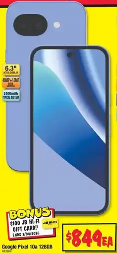 JB Hi-Fi Google Pixel 10a 128GB offer