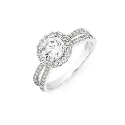 Goldmark Sterling Silver Round Cubic Zirconia Halo Split Ring offer