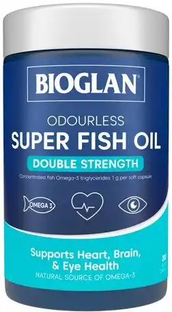 Discount Drug Stores Bioglan Odourless Super Fish Oil Double Strength 200 Capsules offer