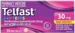 Discount Drug Stores NEW Telfast 6-11 Years 30mg 30 Mini Tablets offer