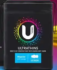 Discount Drug Stores U by Kotex Ultrathins Regular Pads With Wings offer