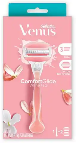 Discount Drug Stores Gillette Venus ComfortGlide White Tea Razor + 2 Blade Refills offer