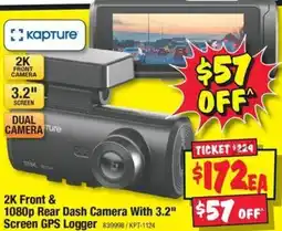 JB Hi-Fi 2K Front & 1080p Rear Dash Camera With 3.2" Screen GPS Logger offer