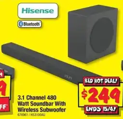JB Hi-Fi 3.1 Channel 480 Watt Soundbar With Wireless Subwoofer offer