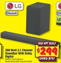 JB Hi-Fi 300 Watt 2.1 Channel Soundbar With Dolby Digital offer
