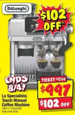 JB Hi-Fi La Specialista Touch Manual Coffee Machine offer