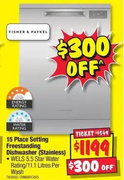 JB Hi-Fi 15 Place Setting Freestanding Dishwasher offer
