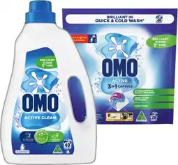 IGA OMO Laundry Liquid 2 Litre, Capsules 28 Pack or Powder 2kg Selected Varieties offer
