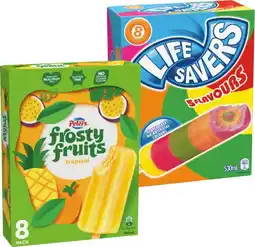 IGA Peters Frosty Fruits 6-8 Pack or Life Savers 8 Pack Selected Varieties offer