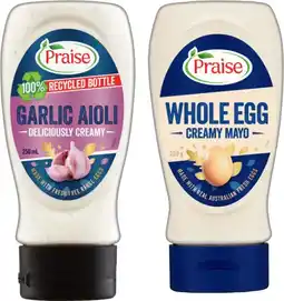 IGA Praise Aioli, Burger Sauce 250mL or Mayo 230-250g Selected Varieties offer