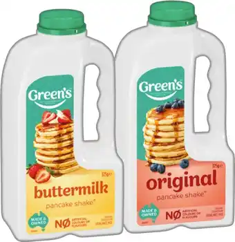 IGA Green’s Pancake Shake 325‑375g Selected Varieties offer