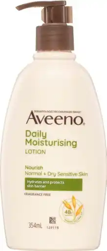 IGA Aveeno Fragrance Free or Stress Relief Moisturising Lotion 354mL offer