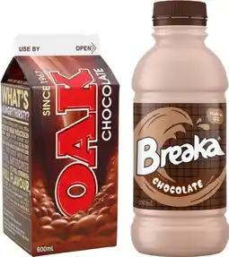 IGA Breaka Flavoured Milk 500mL or Oak 600mL Selected offer