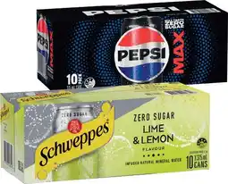 IGA Pepsi, Solo or Schweppes Infused Natural Mineral 10x375mL Selected Varieties offer