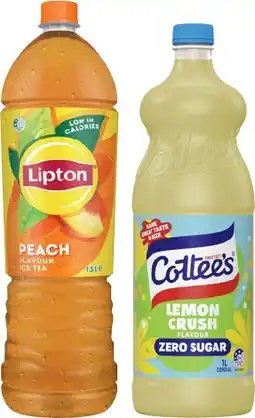 IGA Lipton Ice Tea 1.5 Litre or Cottee’s Cordial 1 Litre Selected Varieties offer