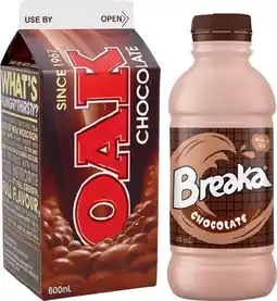 IGA Oak Flavoured Milk 600mL or Breaka 500mL Selected Varieties offer