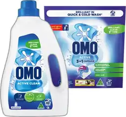 IGA OMO Laundry Liquid 2 Litre, Powder 2kg or Capsules 28 Pack Selected Varieties offer
