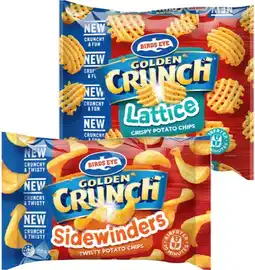 IGA Birds Eye Golden Crunch Lattice or Sidewinders Potato Chips 750g offer