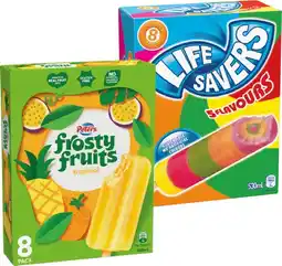 IGA Peters Frosty Fruits 6-8 Pack or Life Savers Ice Block 8 Pack Selected Varieties offer