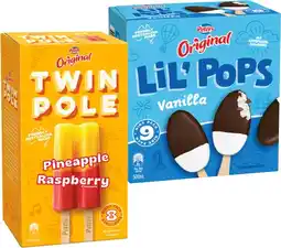 IGA Peters Original Twin Pole 8 Pack or LiL’ Pops Ice Cream 9 Pack Selected Varieties offer